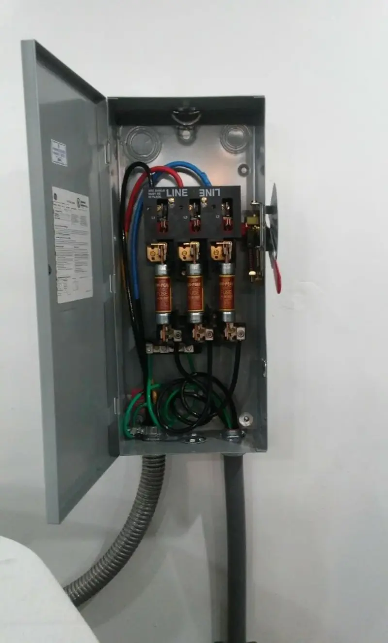 Three-phase disconnect switch installed for Electrical Wiring & Rewiring in Oak Park Heights